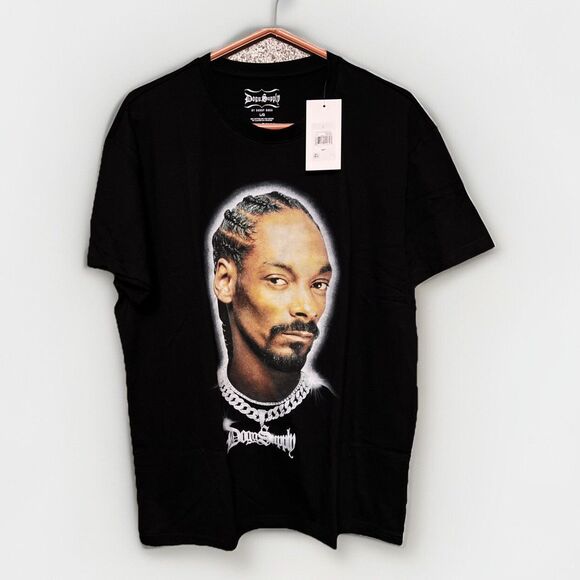 NWT Dogg Supply by Snoop Dogg T-Shirt L Womens Black Logo Drip Graphic Crew Neck - Picture 1 of 4